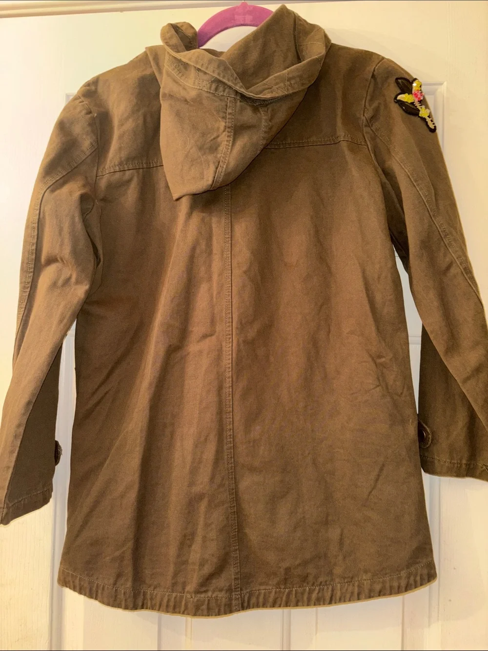 truly Me Brown Hooded Jacket with Floral Embroidery Size 12 EUC